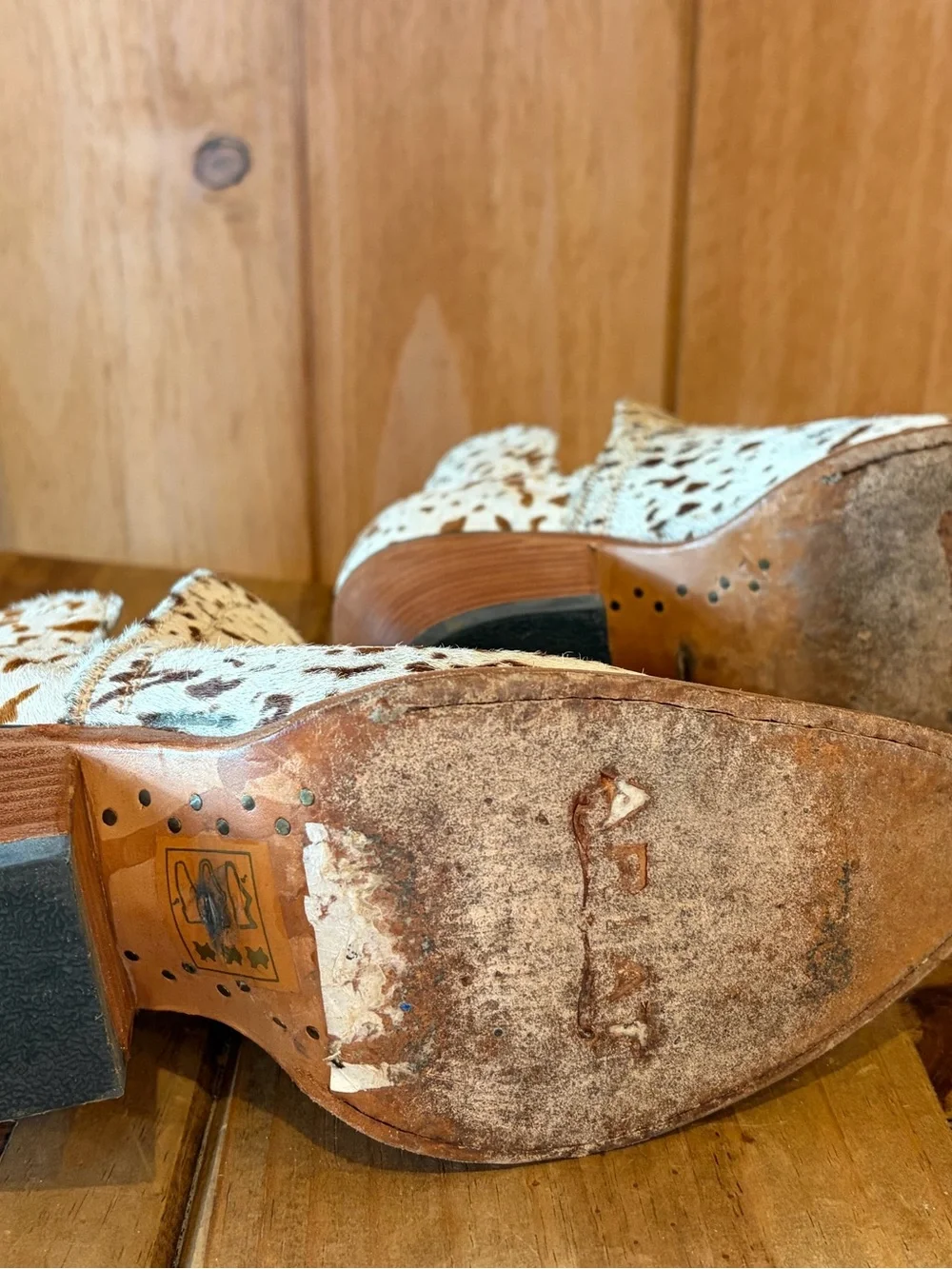 Ariat Speckled Cream and Brown Cowhide Ankle Booties